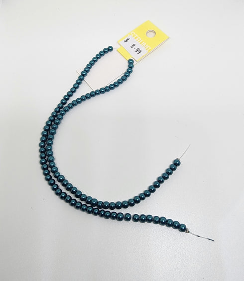 4mm Round Glass Pearls Strung Beads (available in 7 colours)
